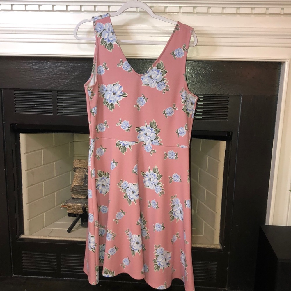Allison Andrews sleeveless pink floral dress zip up back size large
